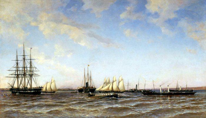 "Гонки яхт "Держава" и "Александрия" на Малом Кронштадтском рейде", 1880 г.